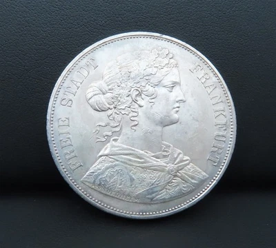 1861 Frankfurt Large Silver German 2 Thaler - Image 1 of 2