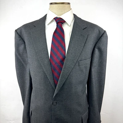 Brooks Brothers Mens 48L Black & Gray Houndstooth Two Button Sport Coat Wool - Image 1 of 4