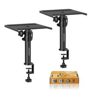 Set of 2 Desktop Clamp Speaker Stands Short Studio Monitor Stands Height Adju... - Picture 1 of 7