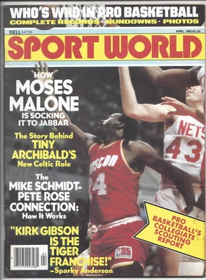 Revista Sport World 1982 baloncesto Moses Malone Houston Rockets en muy buena condición Foto 1 de 2