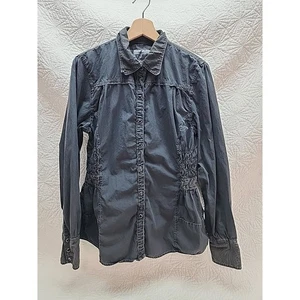 Witness Womens Button Up Black Shirt Westerncore Size XL 16x27 Cottagecore - Picture 1 of 8