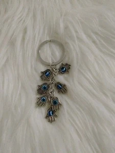 Hamsa Hand & Evil Eyes Keyring Keychain - Picture 1 of 6
