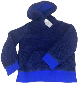 Lands End Kids Sherpa Hoodie Sz M Deep Sea Navy (Sz 8) - Picture 1 of 10