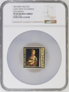 1 DOLLAR 2012 NIUE LADY WITH AN ERMINE SILVER PROOF NGC PF69 - Picture 1 of 4