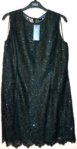 M&S ABITO SENZA MANICHE PAILLETTES/PIZZO TAGLIA 18 NERO - NUOVO CON ETICHETTE - Foto 1 di 5