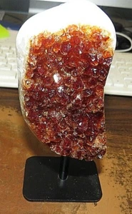 LG.VERY DARK CITRINE CRYSTAL CLUSTER  CATHEDRAL GEODE  BRAZIL W/ STEEL STAND   - Picture 1 of 5