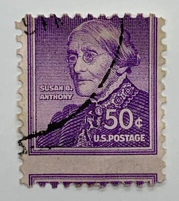 ERROR 50C SUSAN B. ANTHONY STAMP WITH HUGE MISPERF - Image 1 of 2