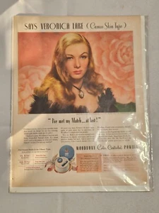 Vintage 1942 Anzeige Veronica Lake Woodbury farbgesteuerter Puder Make-up Fotodruck - Bild 1 von 11