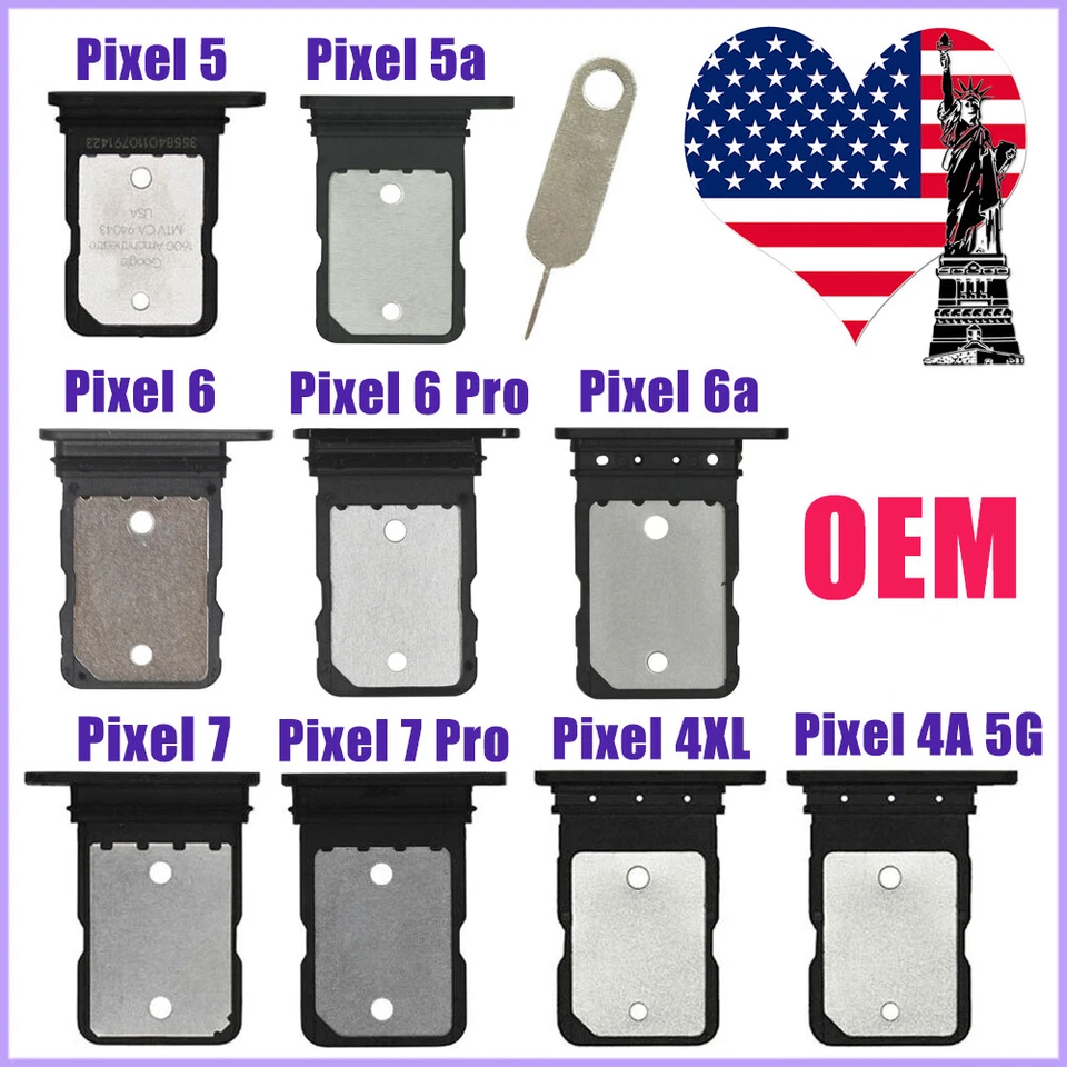 OEM SIM Card Tray Holder Slot For Google Pixel 4/4XL/4a/5/5a/6/6a/6 Pro/7 Pro 5G - Image 1 of 1