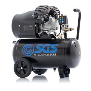 SGS 50 Litre Air Compressor V-Twin High Power Twin Outlets - 14.6CFM 3.0HP 50L