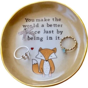 Fox Trinket Dish You Make The World Better Decorative Jewelry Holder Gift NEW - Picture 1 of 4