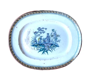 Plato grande de gres antiguo, E.M. & Co., Edge Malkin, Chang alrededor de 1870 - Imagen 1 de 10