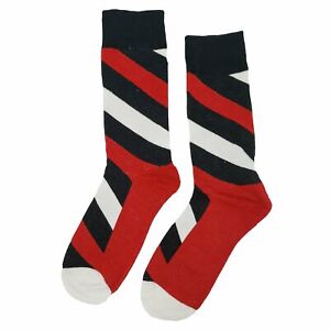NWT Slash Stripe Dress Socks Novelty Men 8-12 Black and Red Fun Sockfly