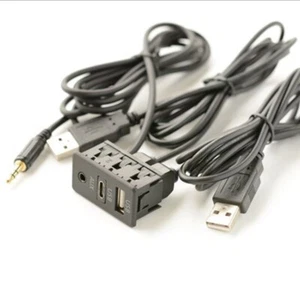 Dual USB Extension Cable Adapter AUX Extender Type C Car Dash Flush Panel Mount - Picture 1 of 8