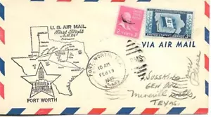 First Airmail Flight Fort Worth Texas February 19 1947 AAMC#64W12 - Picture 1 of 1