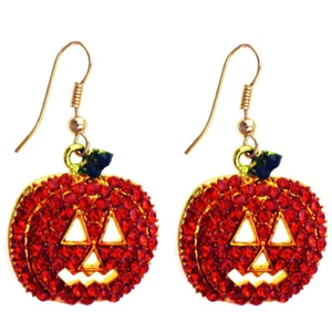 Red Orange Pumpkin Earrings Drop Dangle Style great for Halloween Autumn New - Picture 1 of 1