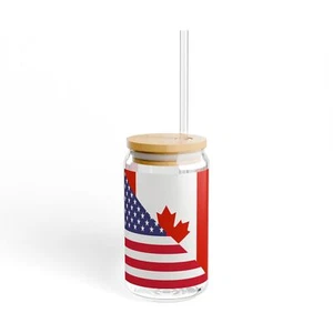 Kanadische amerikanische Flagge Kanada USA Sipper Glas, 16oz - Bild 1 von 5