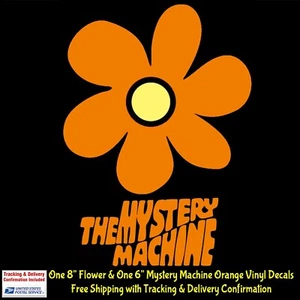 Scooby Doo 8" Hippie Flower & The Mystery Machine Orange Vinyl Decals Car Window - Picture 1 of 1
