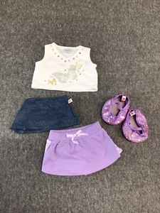 Build a Bear Clothes Lot Skirt Skort Tank and Purple Sparkly Shoes - Picture 1 of 3