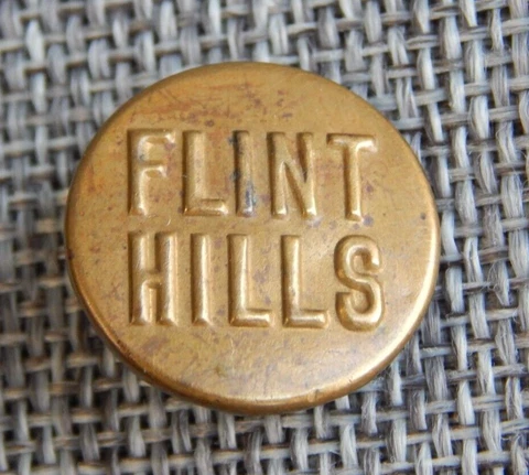 Antique Vtg  Wobble Shank Button Flint Hills Verbiage Apx: 3/4"~#322-E Cover