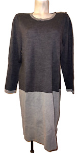 New TALBOTS Women's Plus Size 2X 2-tone Gray Pure Merino Wool LS Sweater Dress