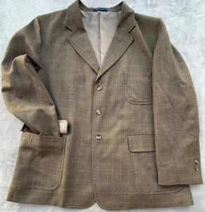 T. Harris London Men’s Brown Houndstooth Sports coat Sz XL 100% Worsted Wool - Picture 1 of 23