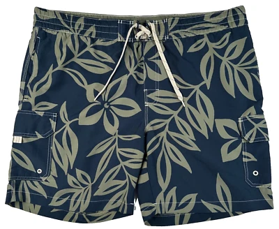 Caribbean Joe Island Supply Swim Shorts Adult Large Mesh Lined Floral Print - Image 1 of 4