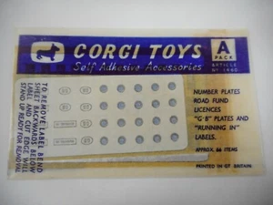 VINTAGE NOS SEALED CORGI TOYS SELF ADHESIVE ACCESSORIES A PACK - Picture 1 of 2