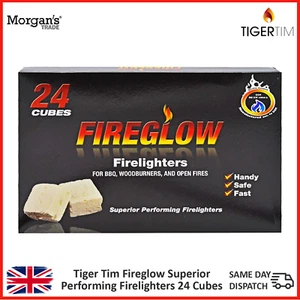 Tiger Tim Fireglow Firelighters 24 Cubes Fast Long Burn BBQ Woodburner Stove - Picture 1 of 7