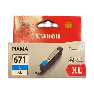 Canon Genuine CLI671XL-C CYAN High Yield Ink Cart->MG5760/MG5765/MG5766/MG6860 - Picture 1 of 1