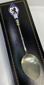 Antique Silver 800 Berlin Germany Enamel Souvenir Teaspoon Collector Spoon 5” - Picture 1 of 6