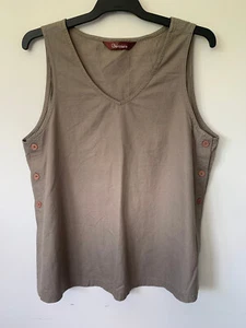 GENNIES SIZE 16 MATERNITY COTTON V-NECK BUTTON SIDES GREEN TANK TOP SIZE 16 AU - Picture 1 of 2