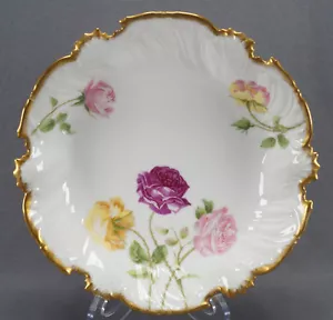 T&V Limoges Dark & Light Pink & Yellow Rose 10 Inch Wide Bowl Circa 1892 - 1907 - Picture 1 of 7