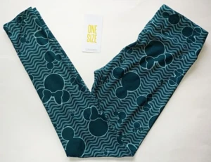 NWT LuLaRoe Disney OS MICKEY & MINNIE Silhouette DARK JADE GREEN Leggings - Picture 1 of 2