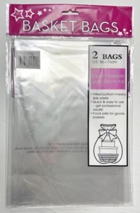 2X GIFT BASKET BAGS HAMPER CLEAR CELLOPHANE WRAP WRAPPING CELLO 56CMX76CM - Picture 1 of 2