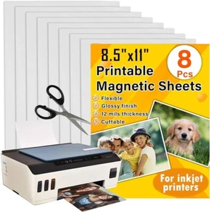 Printable Magnetic Sheets 8.5x11 Inches for Inkjet Printers - Picture 1 of 10