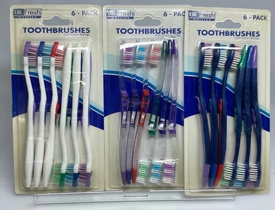 Dr. Fresh Escovas de Dentes Pacote com 6 Lote Macio De 3 18 Escovas de Dentes Total Novo no Pacote - Imagem 1 de 4