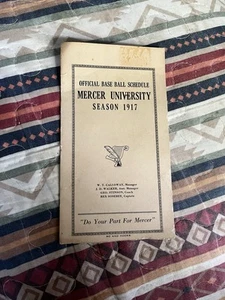 Antiker Baseball-Spielplan Mercer University Saison 1917 mit Werbung - Bild 1 von 4