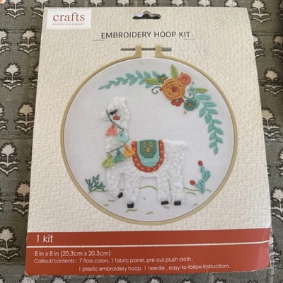 Crafts, Embroidery 8" Hoop Kit, Llama and Florals, NIP! - Image 1 of 3