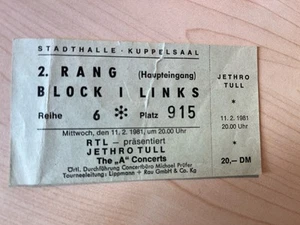 Alte Konzertkarte Ticket Jethro Tull 1981 Hannover, original - Bild 1 von 2