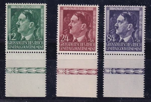 General Gouvernement MNH ** 117-9 Hitler 55 cumpleaños 1944 margen conjunto - Imagen 1 de 1
