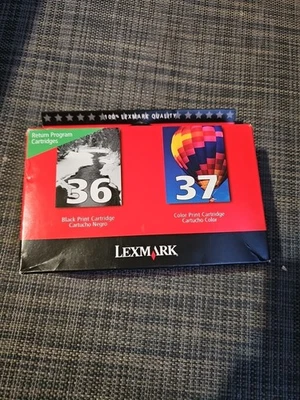 New Genuine LEXMARK 36 & 37 Ink Cartridges Black & Color Combo Set New OEM - Image 1 of 2