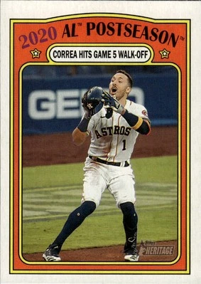 2021 Topps Heritage #23 2020 AL Postseason: Correa Hits Game 5 Walk-Off - Image 1 of 2