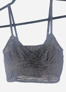 Intimately Free People Black Lace Bralette Sz S Unlined Stretch Soft Feminine - Picture 1 of 8