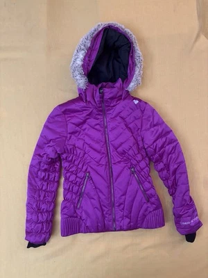 Obermeyer Girls Aisha Insulated Ski Faux Fur Purple Quilted Jacket Med (10-12) - Image 1 of 4