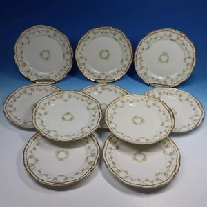 Haviland Limoges - Schleiger 598 Pink Double Gold - 10 Luncheon Plates - Picture 1 of 5