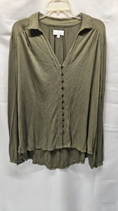 Top donna Lucky Brand taglia large verde oliva manica lunga - Foto 1 di 4