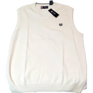 CHAPS Ivory Golf Embroidered Sweater Vest Men Size L New With Tags NWT - Picture 1 of 5