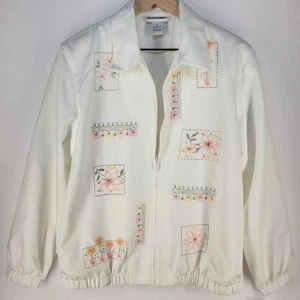 NWT VTG Alfred Dunner Floral Embroidered Zip Up Jacket Sz 12 Cottagecore 90s $58 - Picture 1 of 13