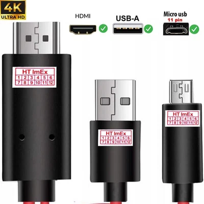 MHL auf HDMI Adapter 11-Pin Micro USB TV Kabel Handy Galaxy - Kabellänge: 2m - Bild 1 von 4